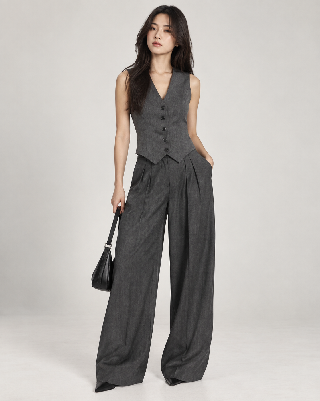 Grey Button Vest