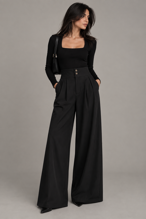 Black High-Waist Palazzo Pants