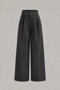Charcoal Asymmetric Wide-Leg Pants