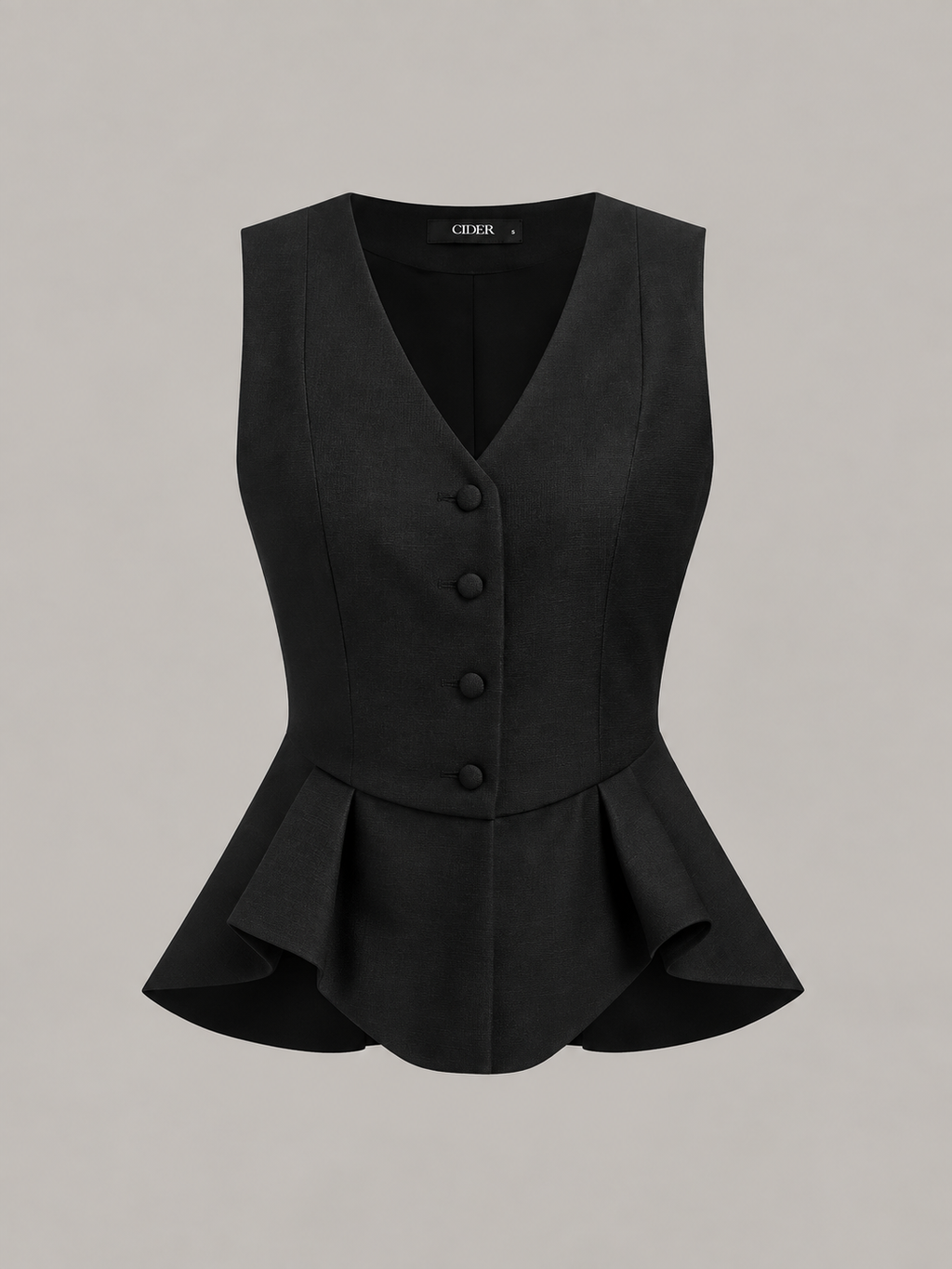 Black Sculpted Peplum Vest