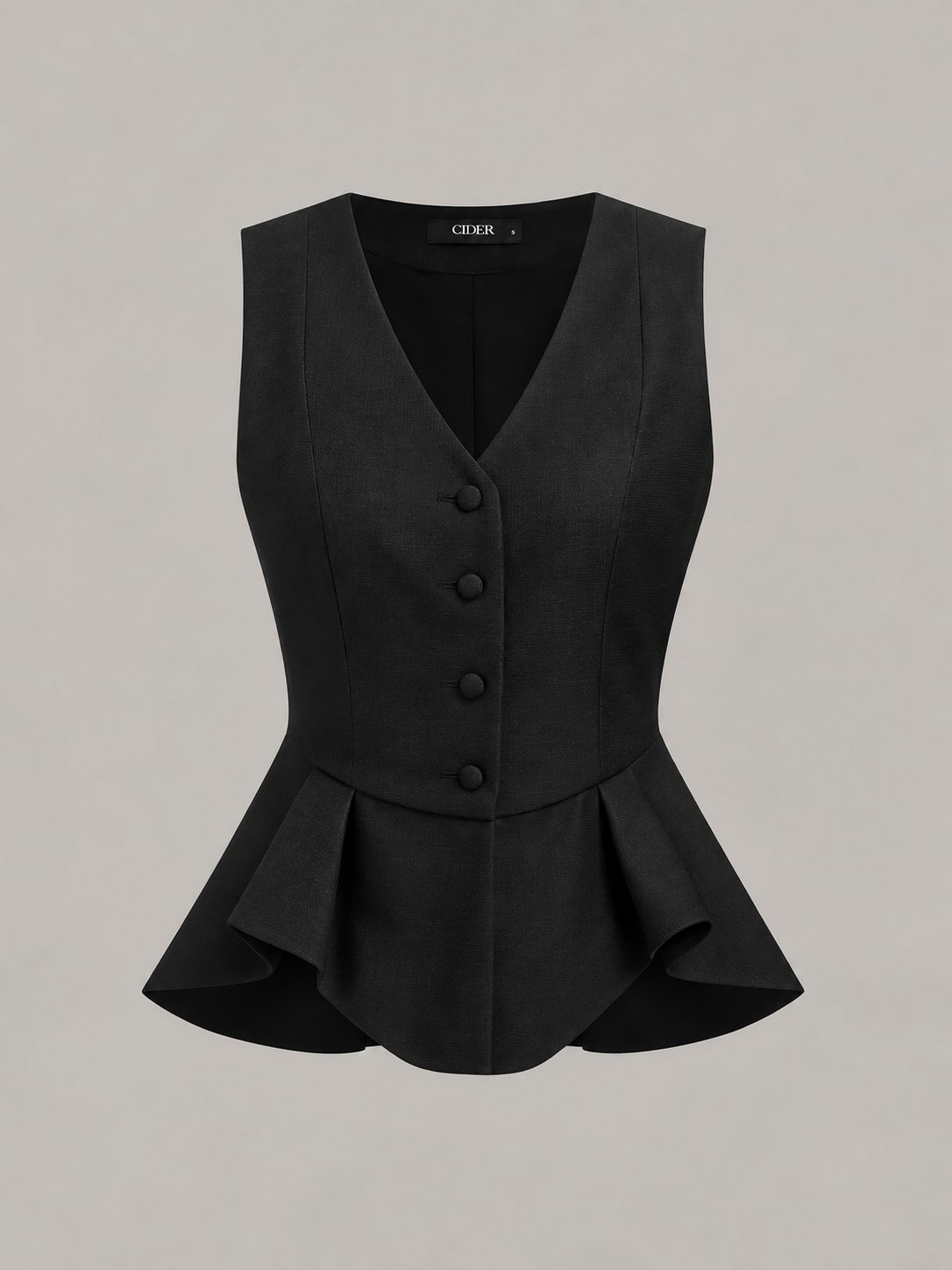Black Sculpted Peplum Vest