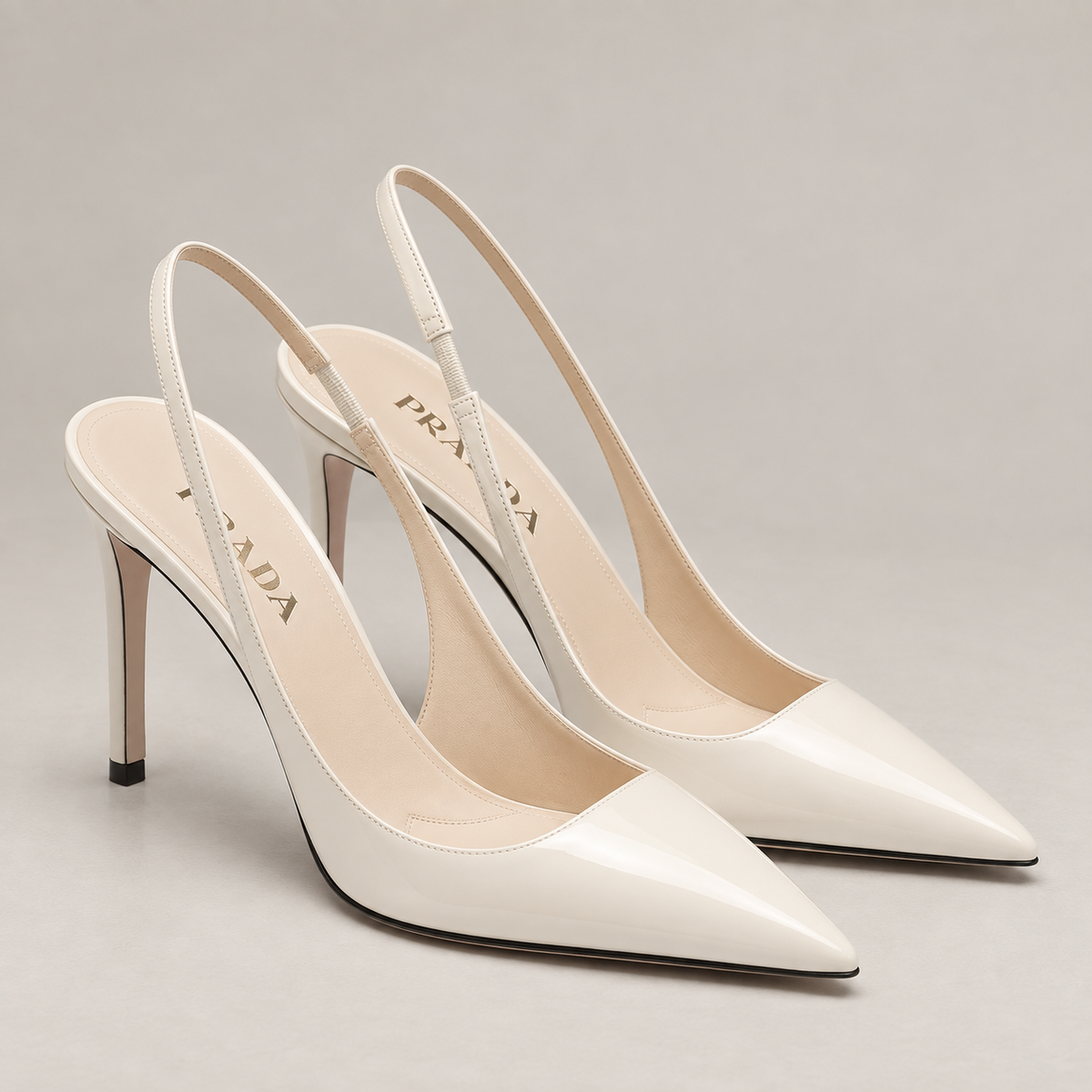 Ivory Pointed Slingback Heels
