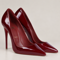 Burgundy Patent Pointed Pumps
