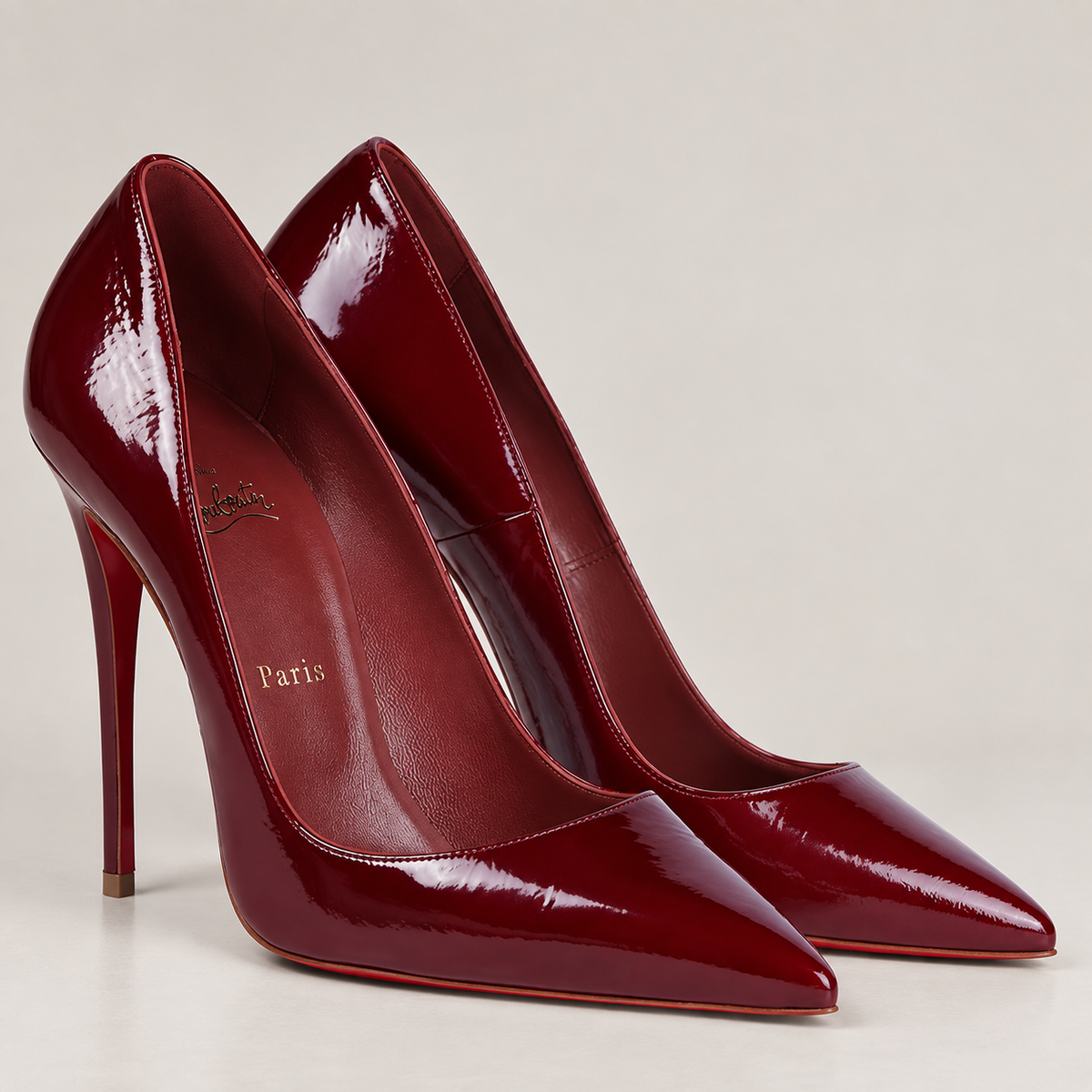 Burgundy Patent Pointed Pumps