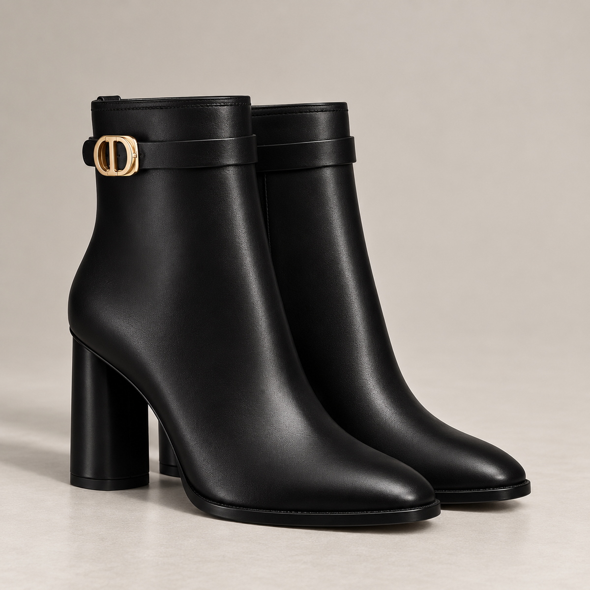 Black Buckle Ankle Boots