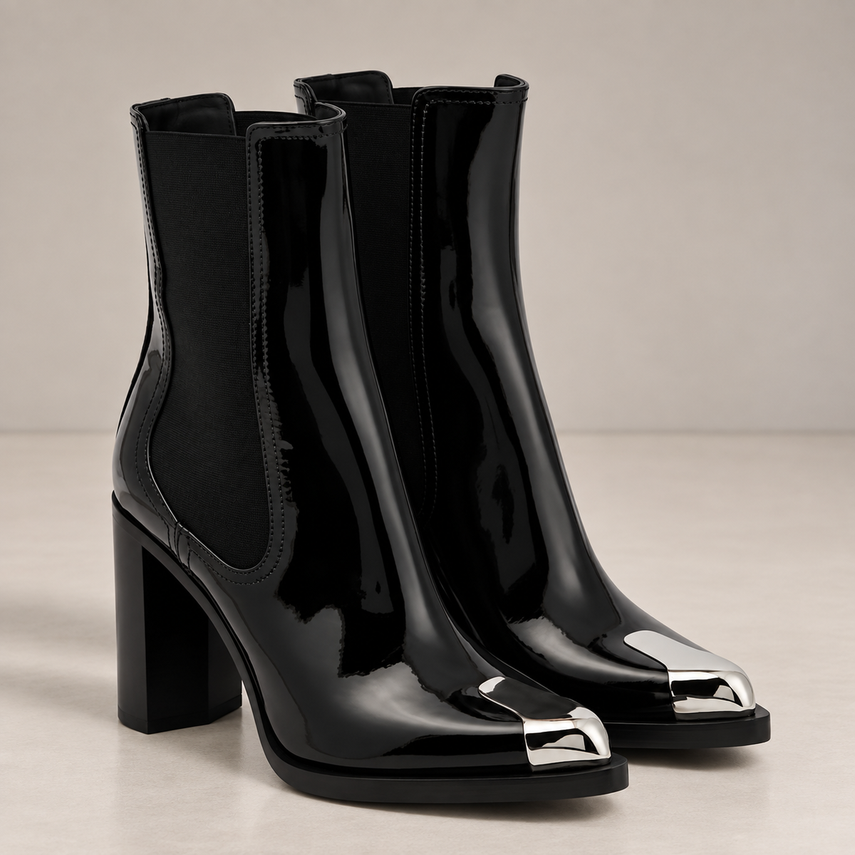 Patent Chelsea Heeled Boots