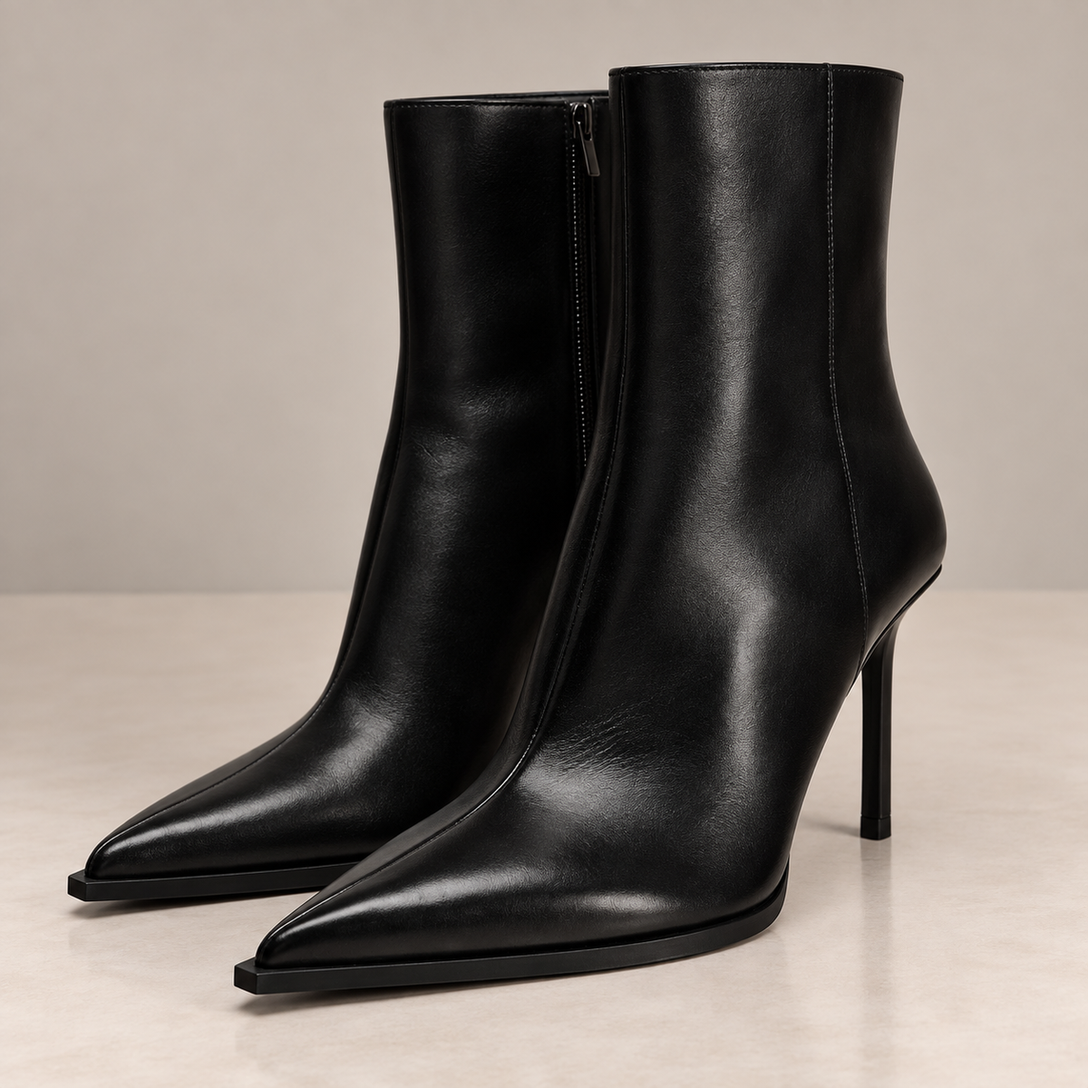 Black Pointed Stiletto Ankle Boots
