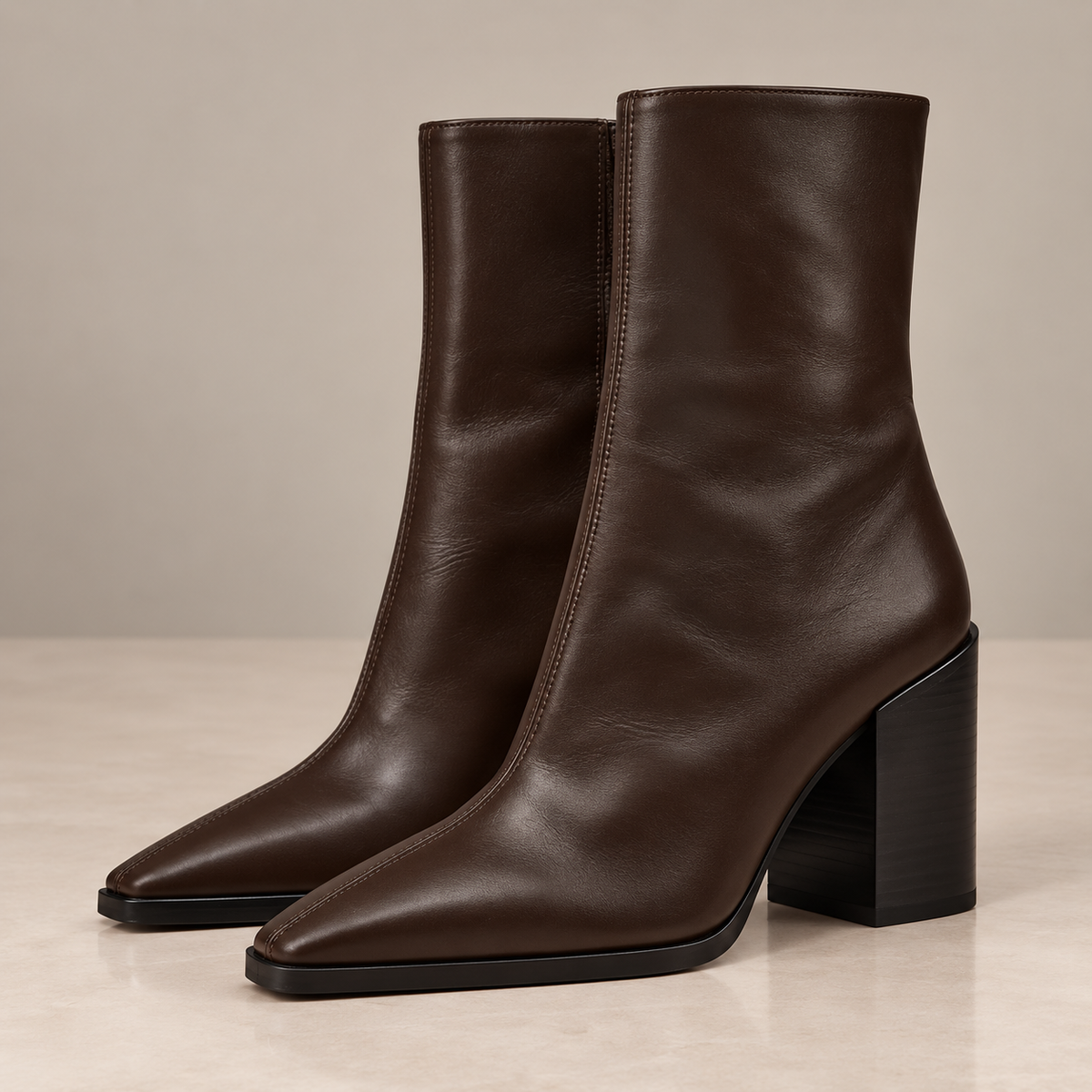 Espresso Sculpted Block Heel Boots