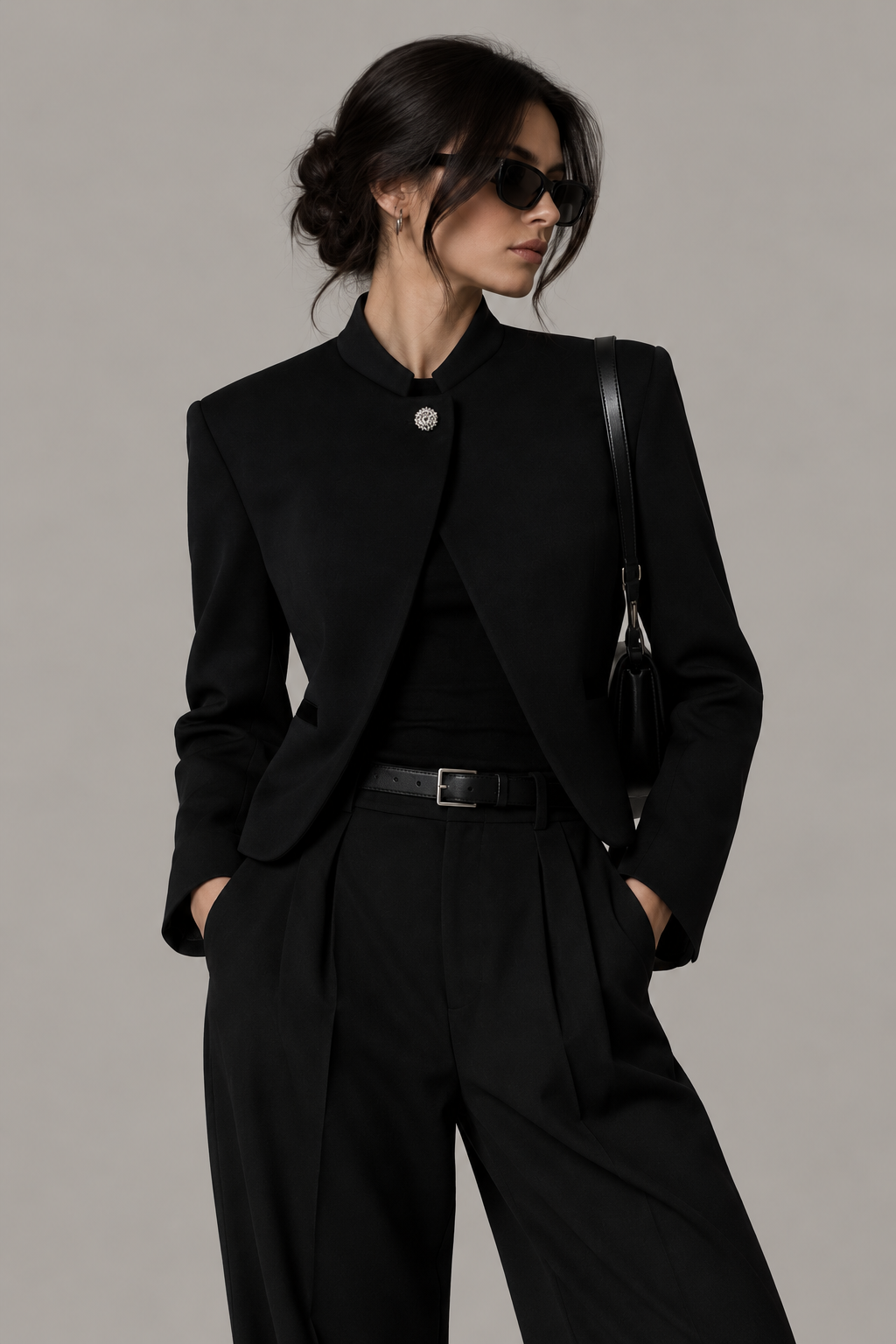 Black Jewel Collar Blazer