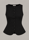 Black Sculpted Button Vest
